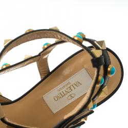 Pre Owned Valentino Leopard Print Calf Hair Rolling Rockstud Sandals Size 38