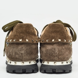 Pre Owned Valentino Multicolor Suede and Satin Rockrunner Low Top Sneakers Size 38.5