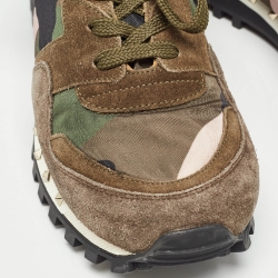 Pre Owned Valentino Multicolor Suede and Satin Rockrunner Low Top Sneakers Size 38.5