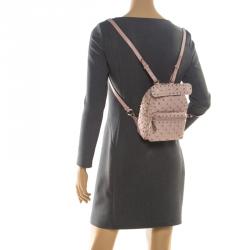 Valentino Dusty Rose Pink Quilted Nylon Mini Rockstud Spike Backpack