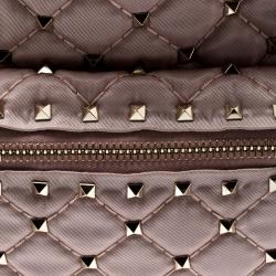 Valentino Dusty Rose Pink Quilted Nylon Mini Rockstud Spike Backpack