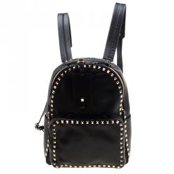 Valentino Black Leather Rockstud Backpack