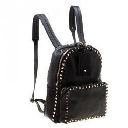 Valentino Black Leather Rockstud Backpack