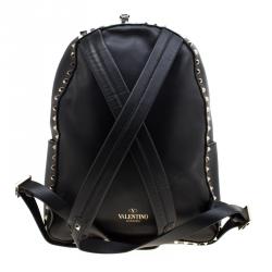 Valentino Black Leather Rockstud Backpack