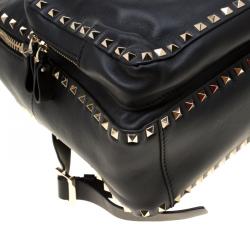 Valentino Black Leather Rockstud Backpack
