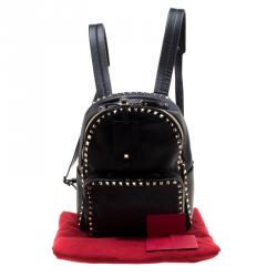 Valentino Black Leather Rockstud Backpack