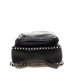 Valentino Black Leather Rockstud Backpack
