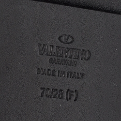 Pre Owned Valentino Brown/Black Leather VLogo Buckle Waist Belt 70 CM