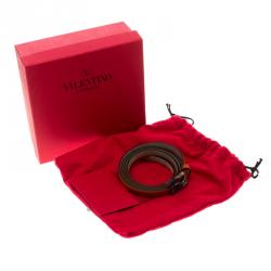 مملوكة مسبقًا Valentino Orange Leather Crystal Embellished Butterfly Skinny Buckle Belt 85 CM