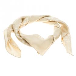 مملوكة مسبقًا Valentino Beige Printed Silk Square Scarf