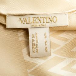 مملوكة مسبقًا Valentino Beige Printed Silk Square Scarf