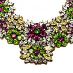 Valentino Multicolor Flower Crystal Embellished Statement Necklace