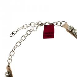 Valentino Multicolor Flower Crystal Embellished Statement Necklace