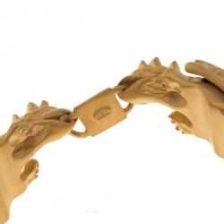 Pre Owned Valentino Gryphon Gold Tone Cuff Bracelet 17cm