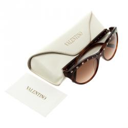 Pre Owned Valentino Havana V614S Studded Cat Eye Sunglasses