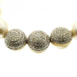 Pre Owned Valentino Giant Faux Pearl Crystal Gold Tone Necklace Earring Set