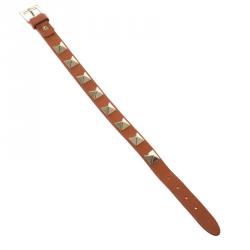 Pre Owned Valentino Rockstud Orange Leather Gold Tone Bracelet