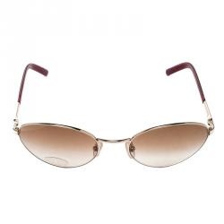 Pre Owned Valentino Gold/Brown V5111/S Vintage Round Sunglasses 