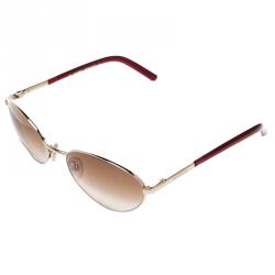 Pre Owned Valentino Gold/Brown V5111/S Vintage Round Sunglasses 