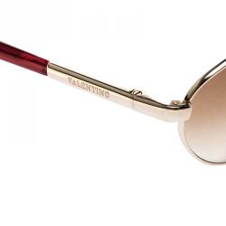 Pre Owned Valentino Gold/Brown V5111/S Vintage Round Sunglasses 