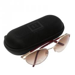 Pre Owned Valentino Gold/Brown V5111/S Vintage Round Sunglasses 