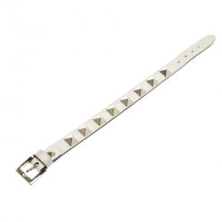 Pre Owned Valentino Rockstud Cream Leather Gold Tone Bracelet