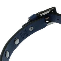 Pre Owned Valentino Rockstud Cobalt Blue Leather Gunmetal Tone Bracelet
