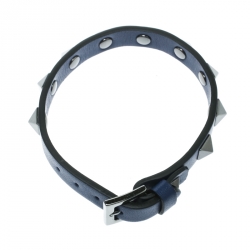Pre Owned Valentino Rockstud Cobalt Blue Leather Gunmetal Tone Bracelet