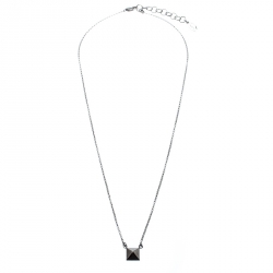Pre Owned Valentino Black Tone Rockstud Pendant Necklace