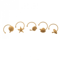 Valentino Set of 5 Multi Shell Gold Tone Adjustable Rings 