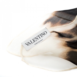 Pre Owned Valentino Brown Leopard Print Silk Chiffon Stole 