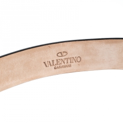 Pre Owned حزام فالنتينو بلانتينو شعار جلد لامع أخضر زيتوني مقاس 80 سم