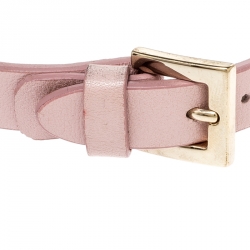 Pre Owned Valentino Rockstud Pink Leather Gold Tone Bracelet