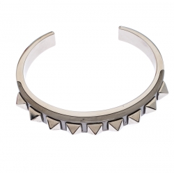 Valentino Rockstud Embellished Two Tone Open Cuff Bracelet