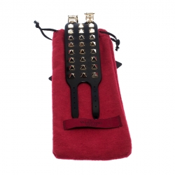 Pre Owned سوار فالنتينو أسورة مرصعة روكستد مطاط أسود 