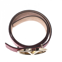 Pre Owned Valentino Red Python Logo Platino Belt Size 75CM