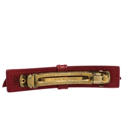 Pre Owned Valentino Rockstud Red Leather Gold Tone Bow Barrette Hair Clip