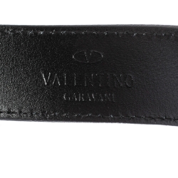 مملوكة مسبقًا Valentino Black Leather V Ring Buckle Belt 100CM