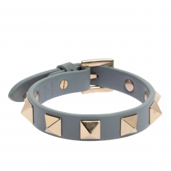 Pre Owned Valentino Light Blue Leather Rockstud Bracelet