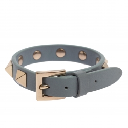 Pre Owned Valentino Light Blue Leather Rockstud Bracelet