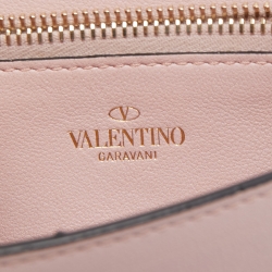 Valentino Light Pink Leather Rockstud Flap Phone Case with Chain