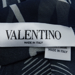 مملوكة مسبقًا Valentino Dark Blue Logo Print Silk Stole