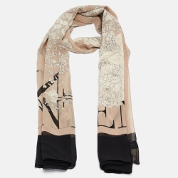 Pre Owned Valentino Black Floral Print Silk Chiffon Scarf