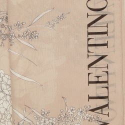 Pre Owned Valentino Black Floral Print Silk Chiffon Scarf