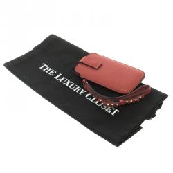 Valentino Peach Leather Rockstud Bow Wristlet Phone Case