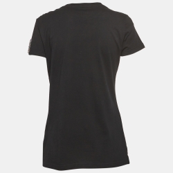 Pre Owned Valentino Black Crystal Butterfly Applique Jersey T-Shirt S