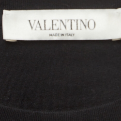 Pre Owned Valentino Black Crystal Butterfly Applique Jersey T-Shirt S