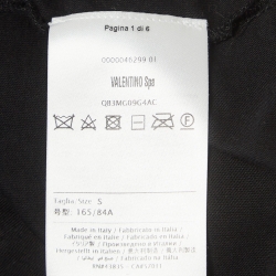 Pre Owned Valentino Black Crystal Butterfly Applique Jersey T-Shirt S