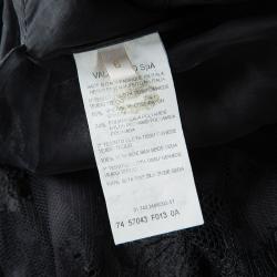 Pre Owned Valentino Black Lace Studded Buckle Detail Layered High Waist Maxi Skirt M