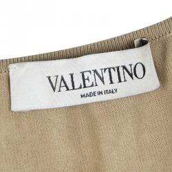 Pre Owned Valentino Beige Perofrated Knit Ruffled Top S
